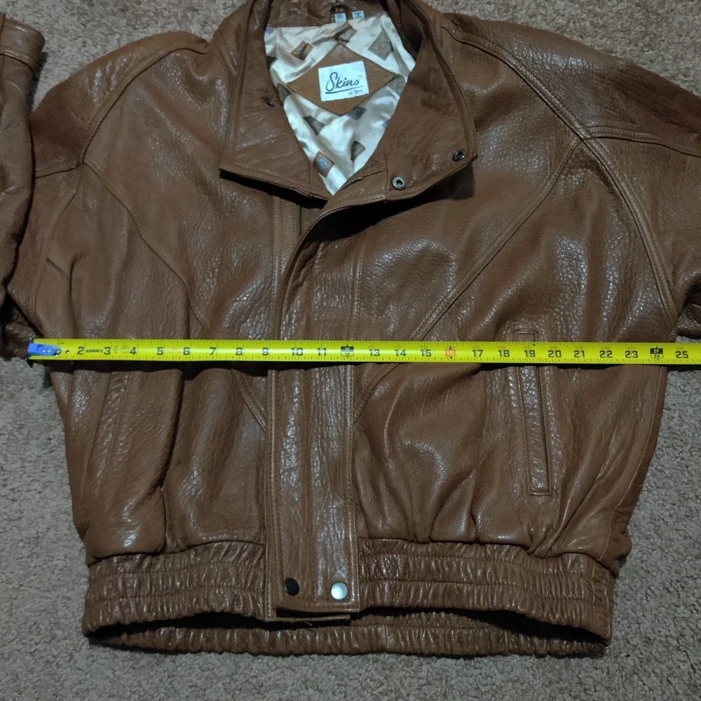 Vintage Skins by Tora Super Soft Leather Jacket Brown 70s Bomber Groovy Men's XL